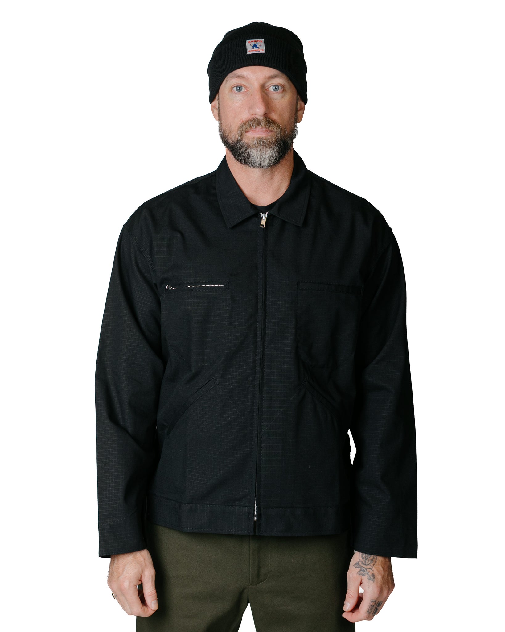 Randy's Garments Service Jacket Cotton Ripstop Black model front