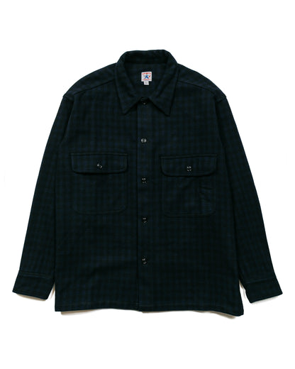 Randy's Garments Wool Check Over Shirt Dark Navy