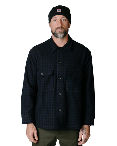 Randy's Garments Wool Check Over Shirt Dark Navy