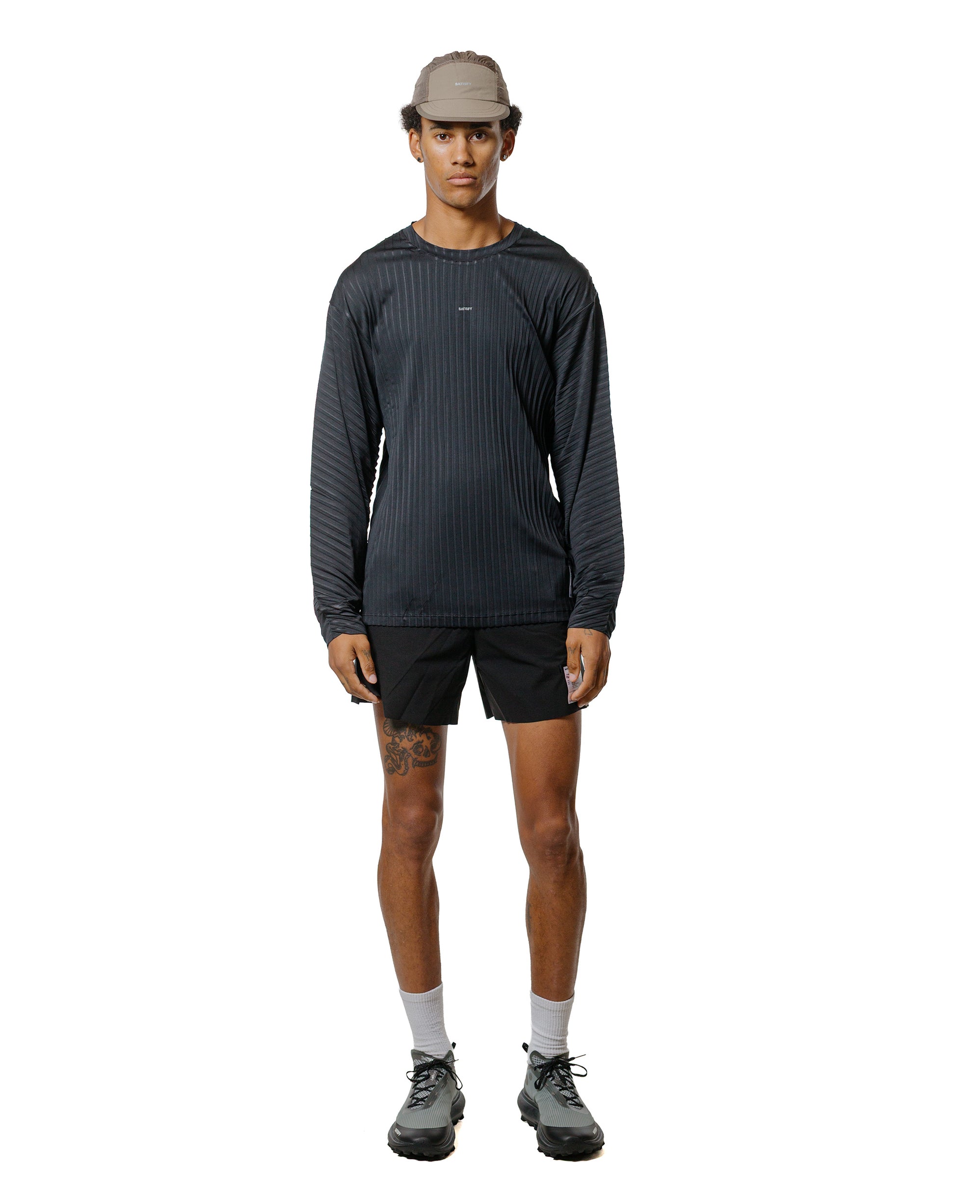 SATISFY AuraLite Pleated Long Tee Black