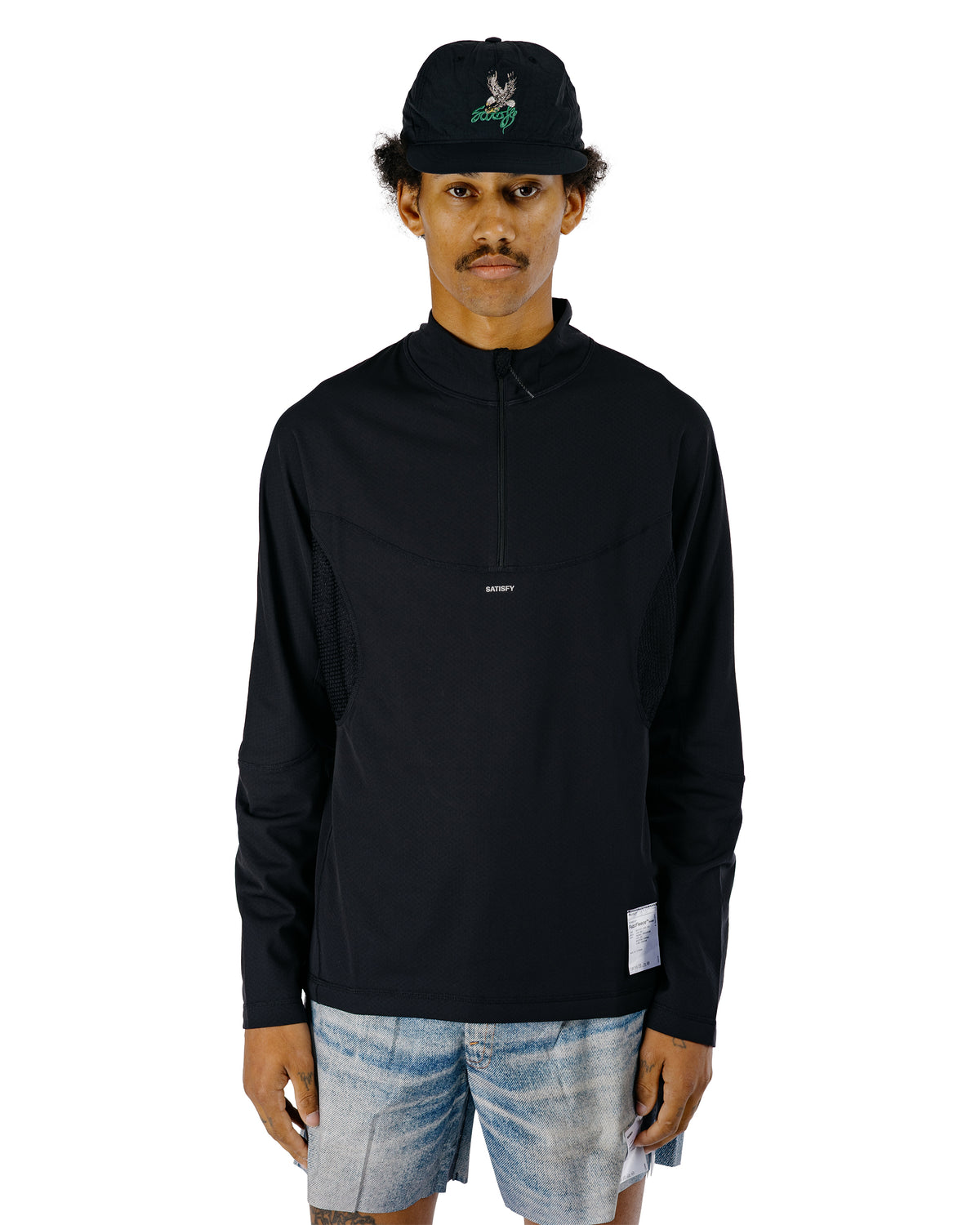 SATISFY FuzzFleece Octa Half-Zip Long Tee Black SA
