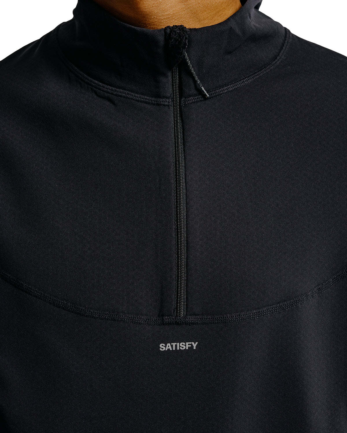 SATISFY FuzzFleece Octa Half-Zip Long Tee Black SA