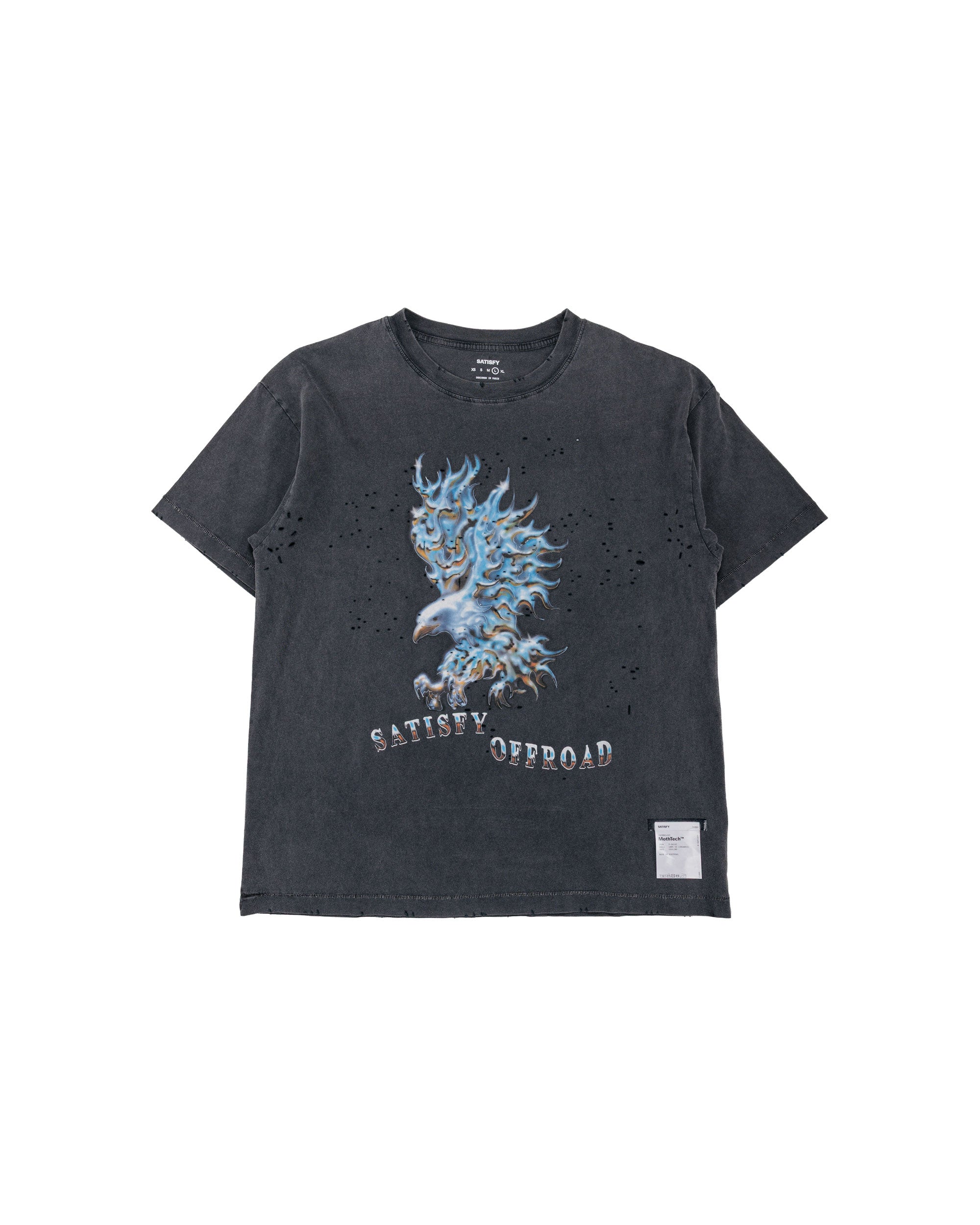 SATISFY MothTech Tシャツ エイジドブラック LG4