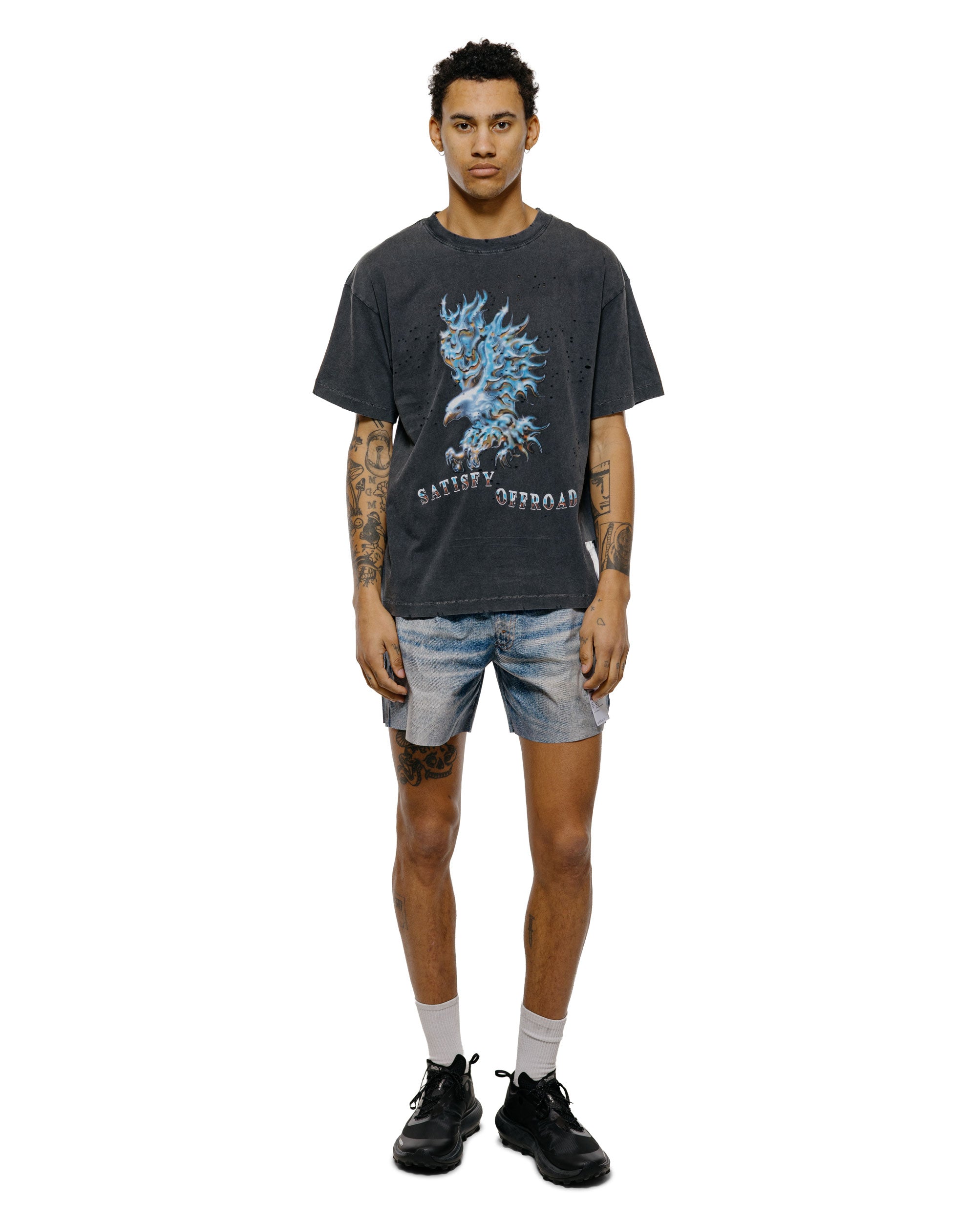 SATISFY MothTech Tシャツ エイジドブラック LG4