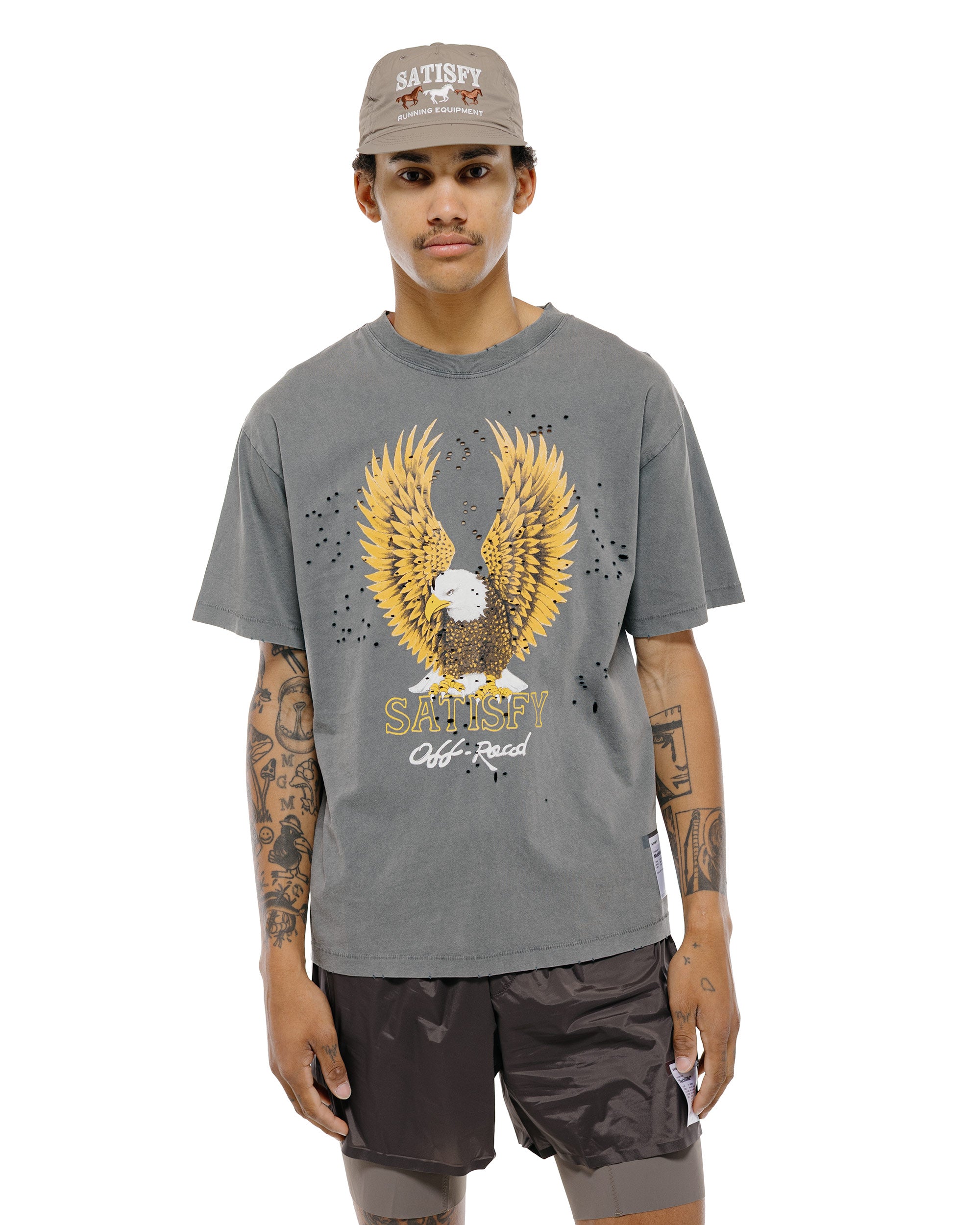 SATISFY MothTech T-Shirt Eagle Off Road Faded Black