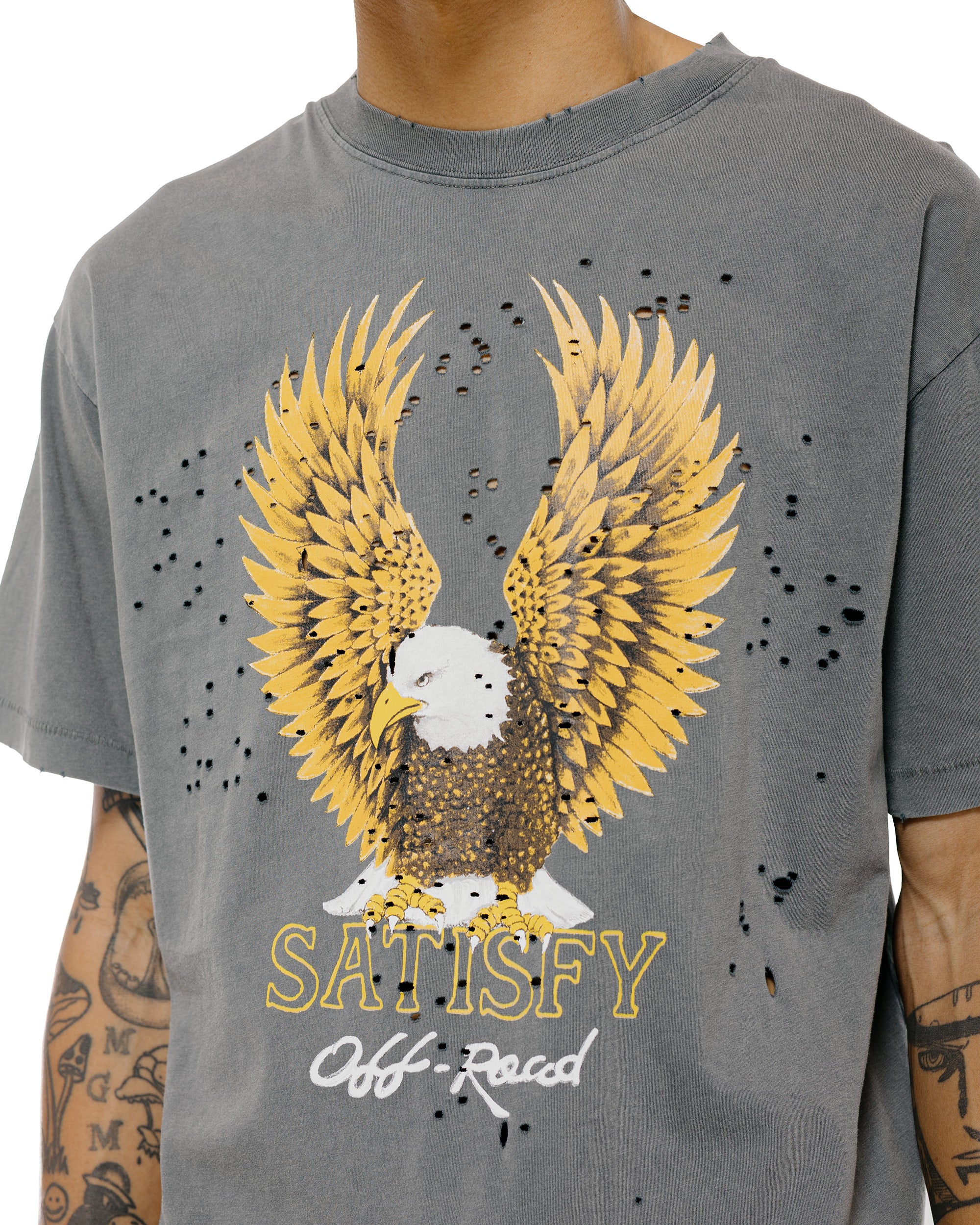 SATISFY MothTech T-Shirt Eagle Off Road Faded Black
