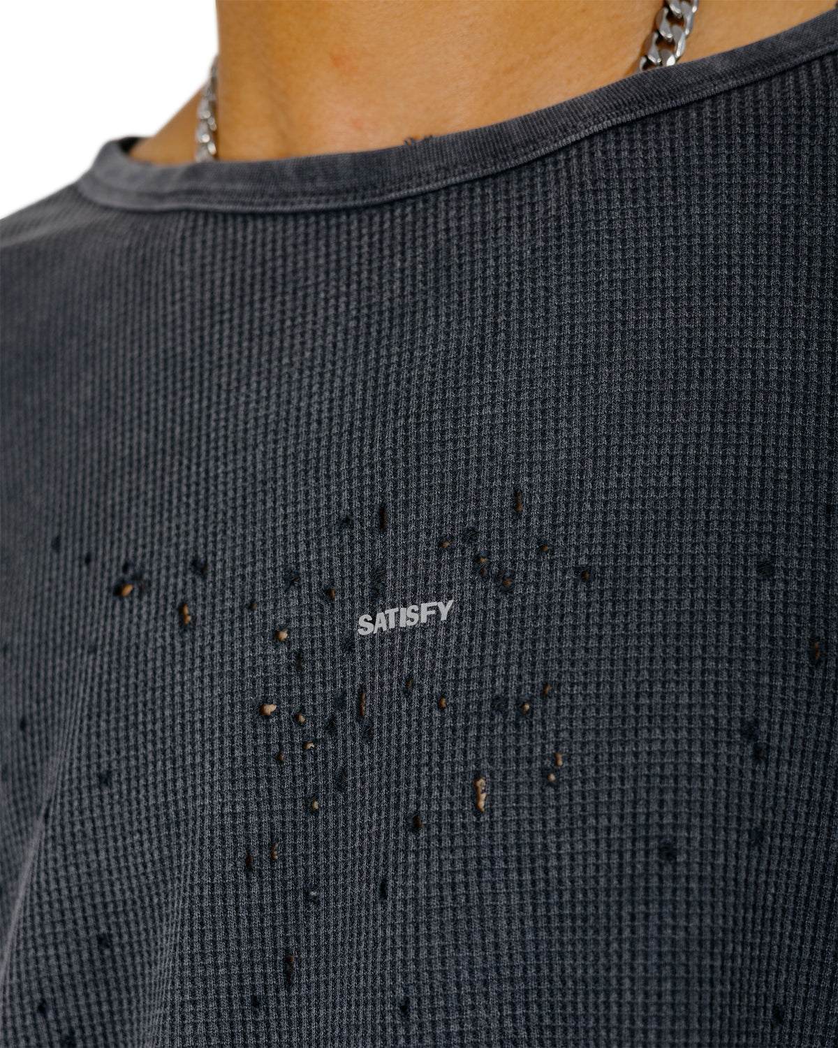SATISFY Mothtech Waffle Long Tee Aged Black SA