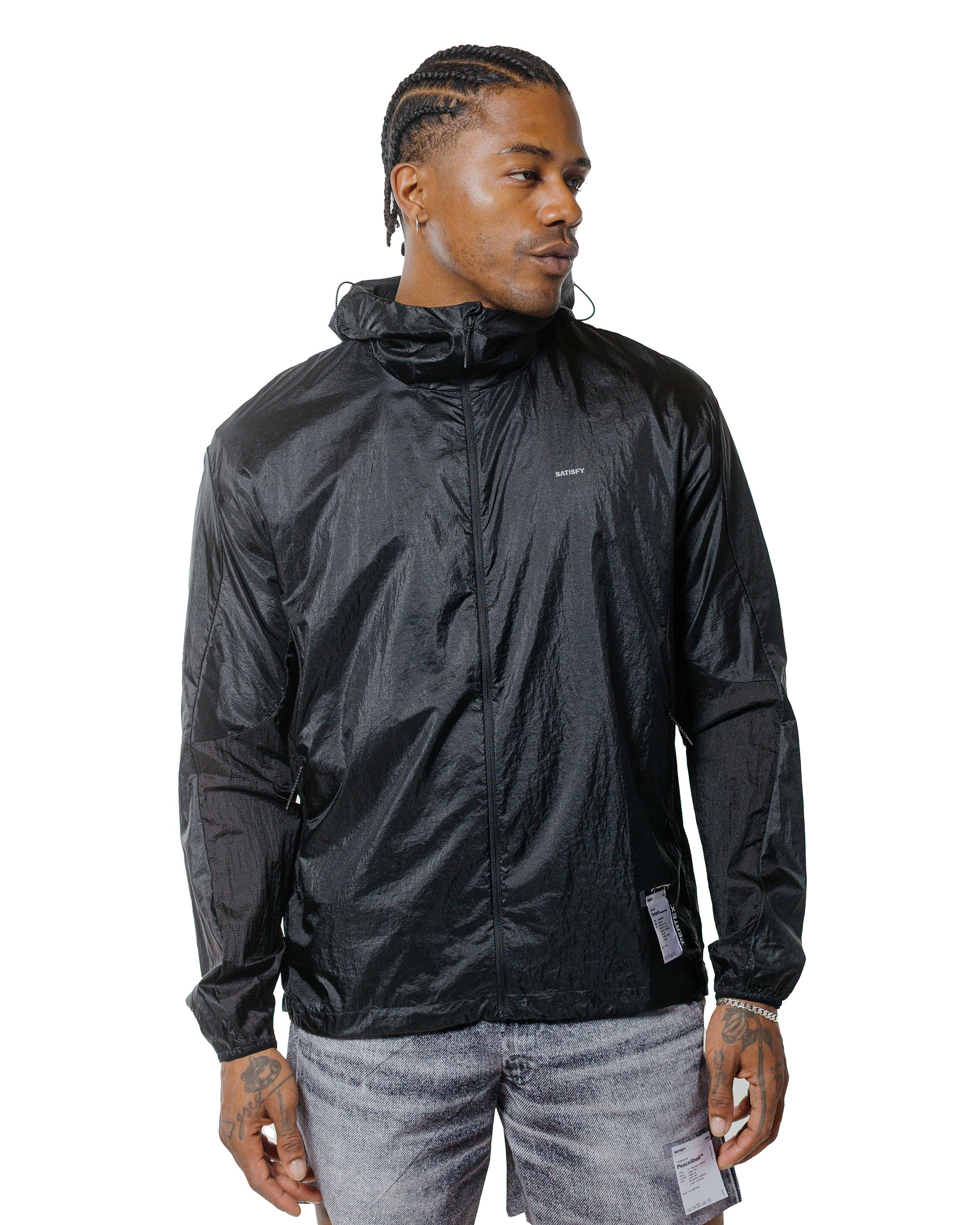 Satisfy Pertex® Diamond Fuse ウィンドブレーカー黒M SATISFY Pertex Diamond Fuse Windbreaker Black