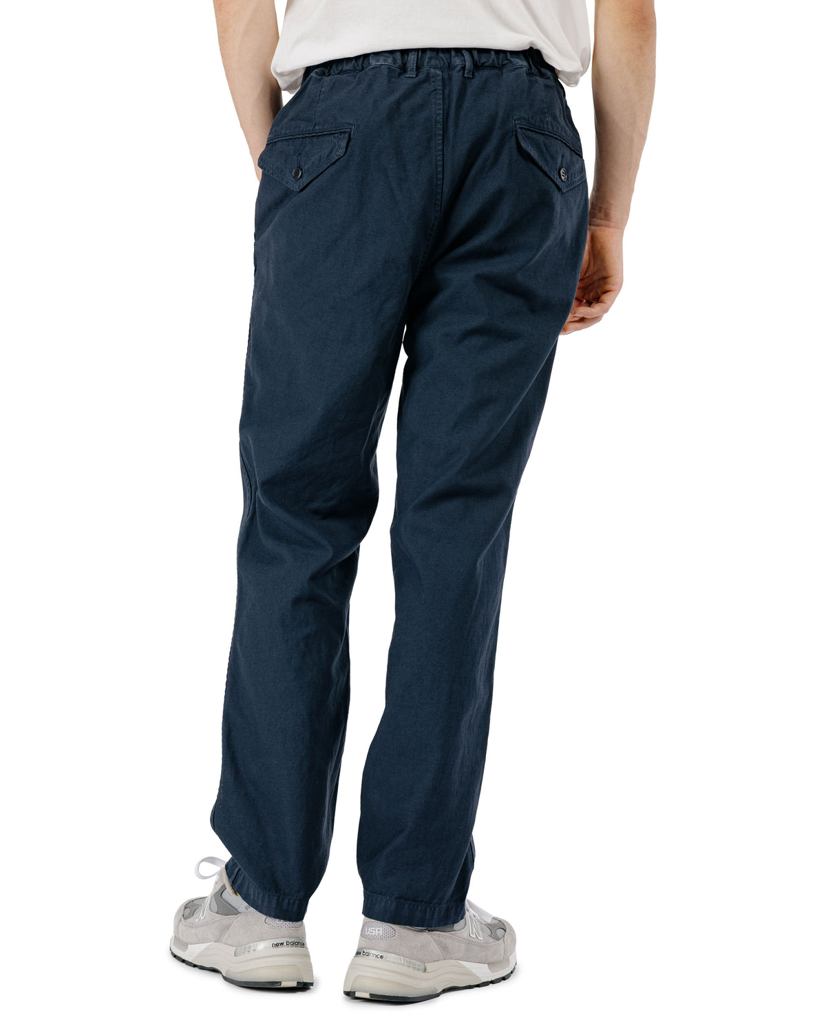 Sage de Cret Cotton/Linen Back Satin Tapered Pants Navy