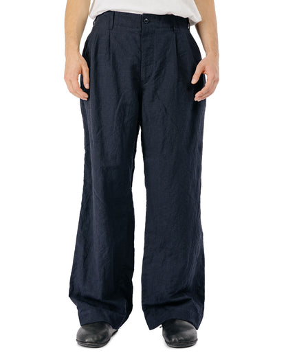 Sage de Cret WO/LI Tumble Washed Double Pleated Baggy Pants Navy