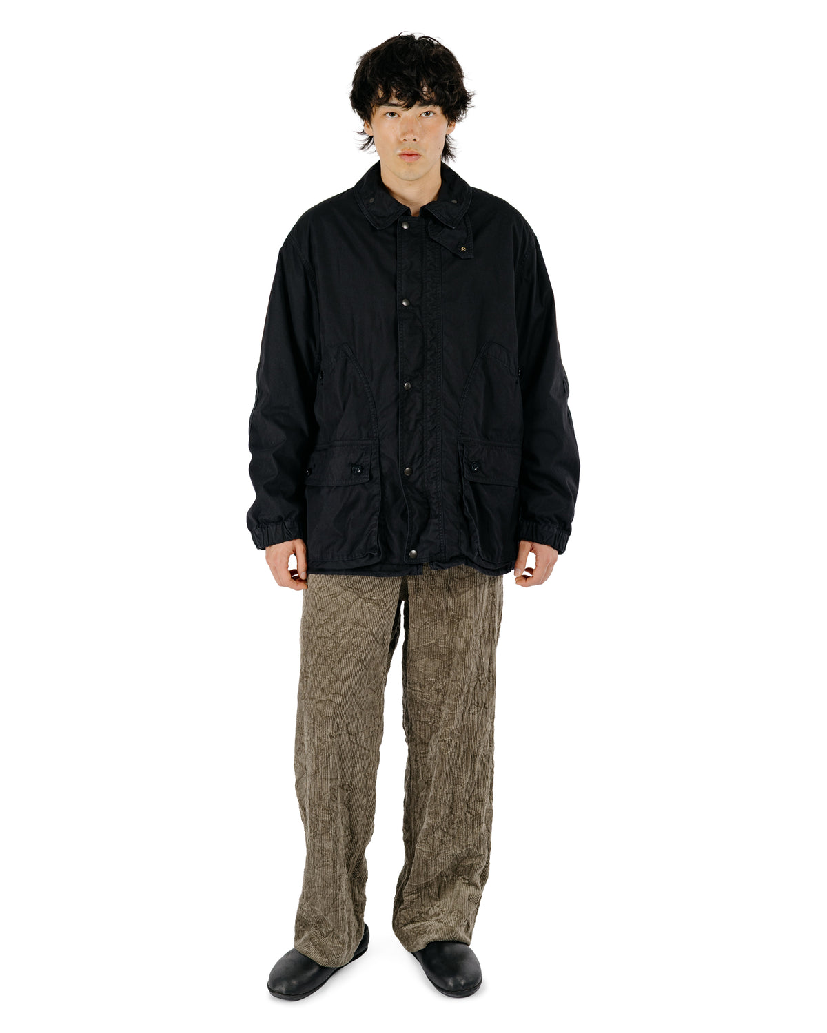 Sage de Cret CO Corduroy Crinkle Wide Work Pants Olive-2