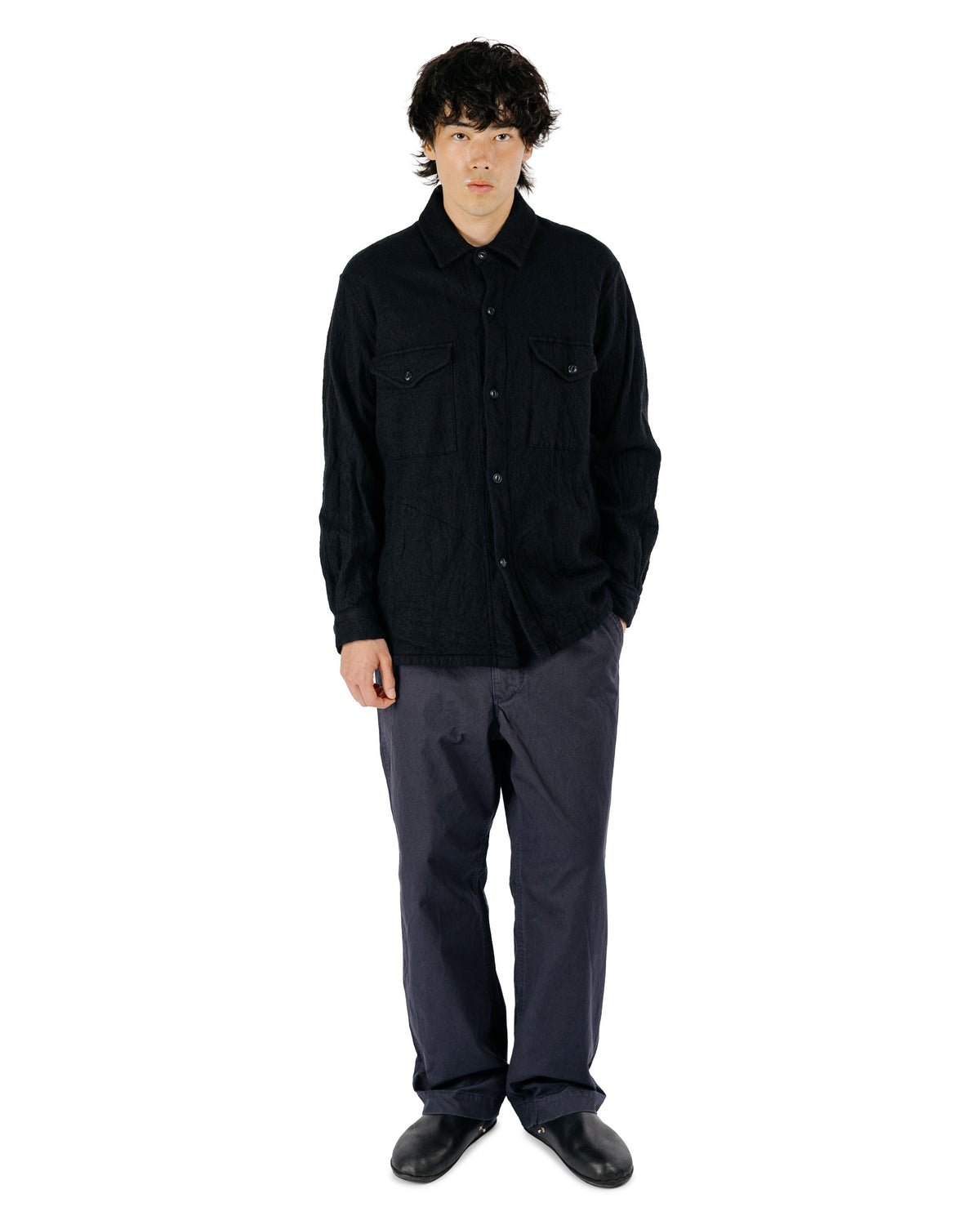 Sage de Cret CO High Density Chino Cloth Wide Work Pants Navy