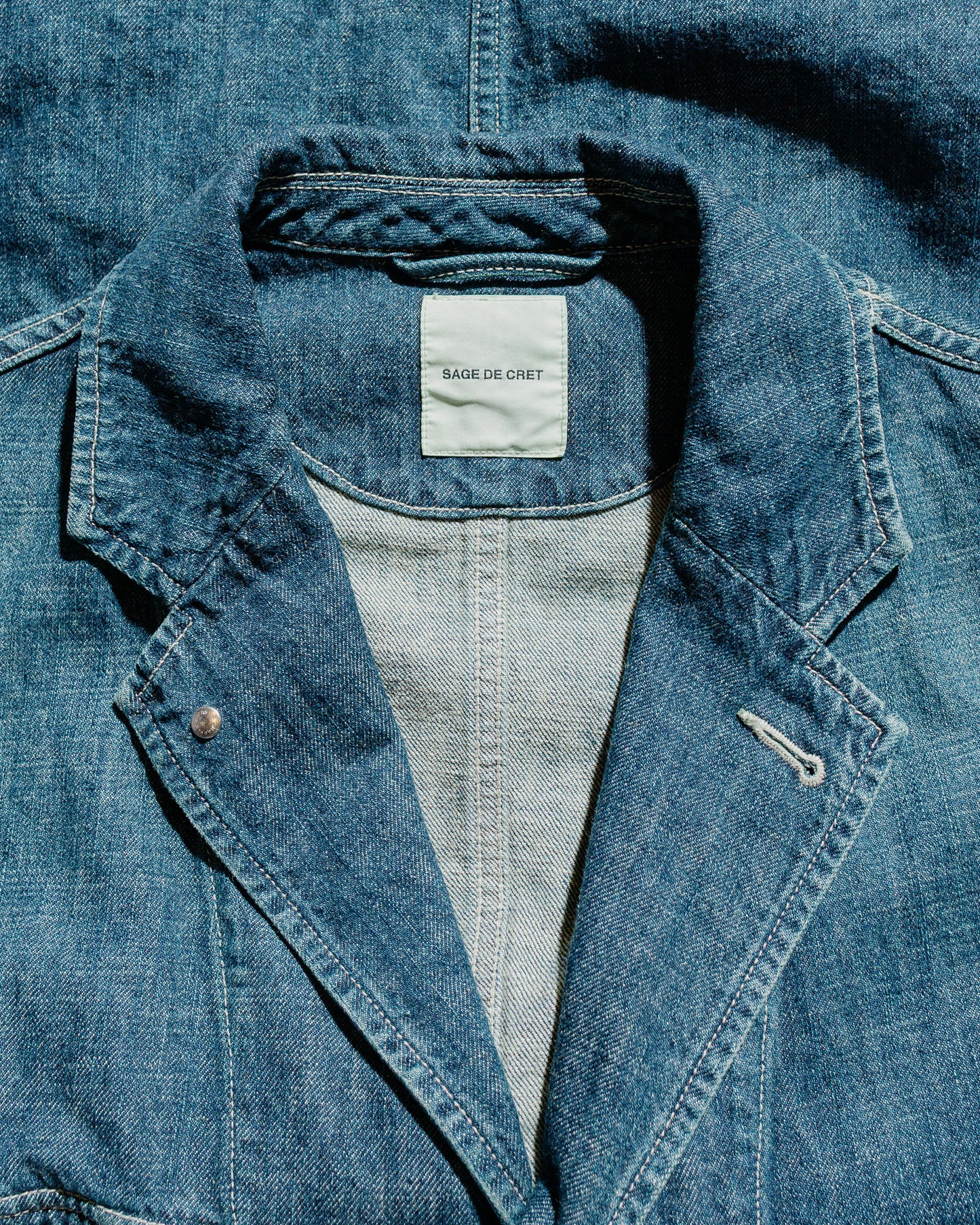 Sage de Cret 11oz. CottonLinen Denim Coverall Jacket Navy