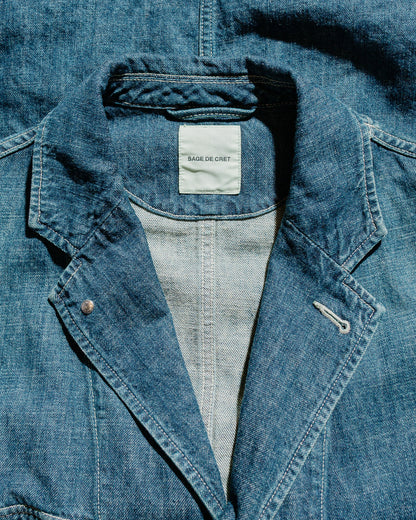 Sage de Cret 11oz. CottonLinen Denim Coverall Jacket Navy