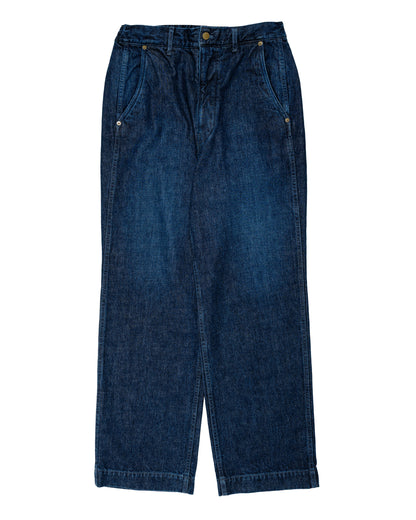 Sage de Cret 13oz Uneven Yarn Denim Wide Work Pants Navy