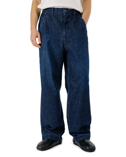 Sage de Cret 13oz Uneven Yarn Denim Wide Work Pants Navy-2