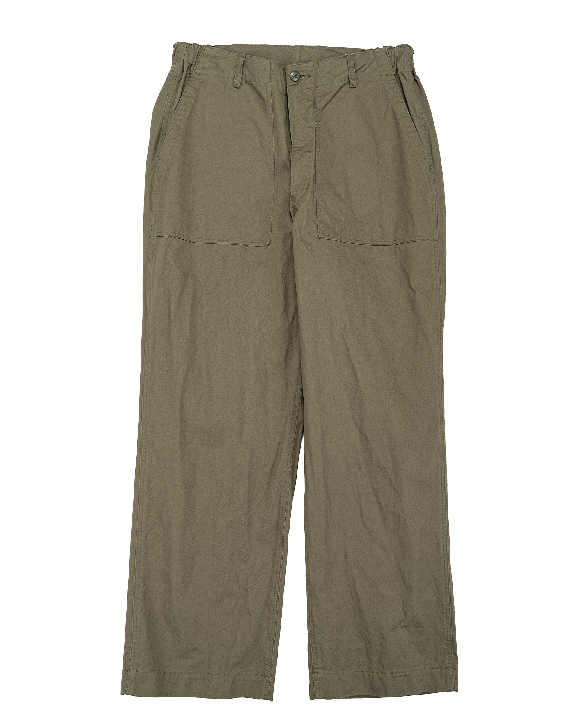 Sage de Cret CO Chino Cloth Crinkle Baggy Baker Pants Olive