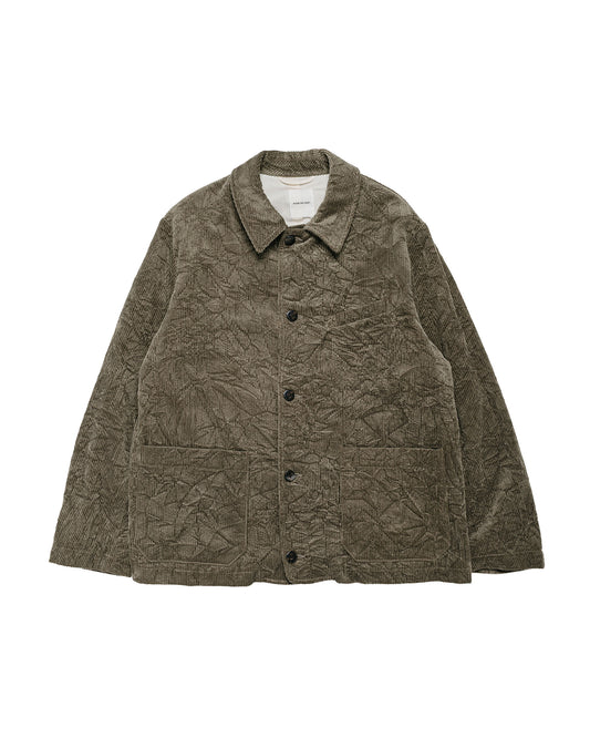 Sage de Cret CO Corduroy Crinkle Coverall Short Jacket Olive