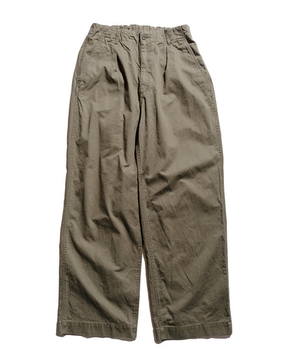 Sage de Cret Chino Cloth Single Pleat Baggy Pants Olive