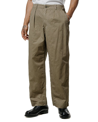 Sage de Cret Chino Cloth Single Pleat Baggy Pants Olive