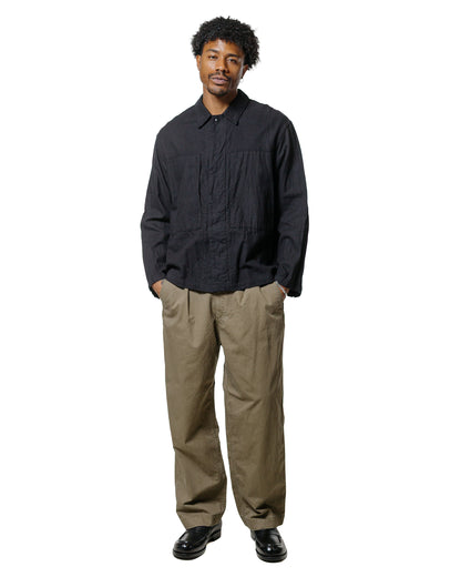 Sage de Cret Chino Cloth Single Pleat Baggy Pants Olive