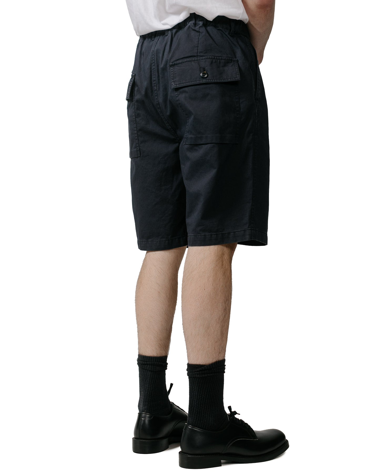 Sage de Cret Cotton Broken Twill Wide Pleated Shorts Black model back