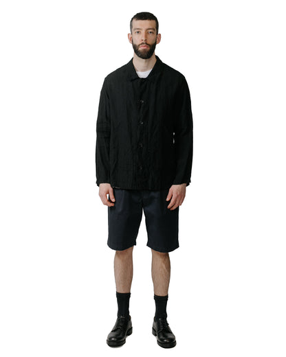 Sage de Cret Cotton Broken Twill Wide Pleated Shorts Black model full