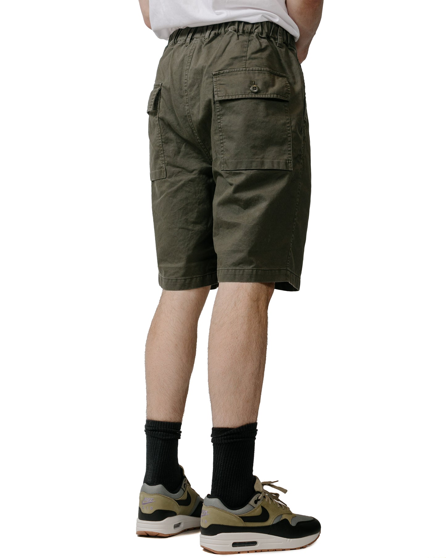 lost & found Sage de Cret Sage de Cret Cotton Broken Twill Wide Pleated Shorts Olive
