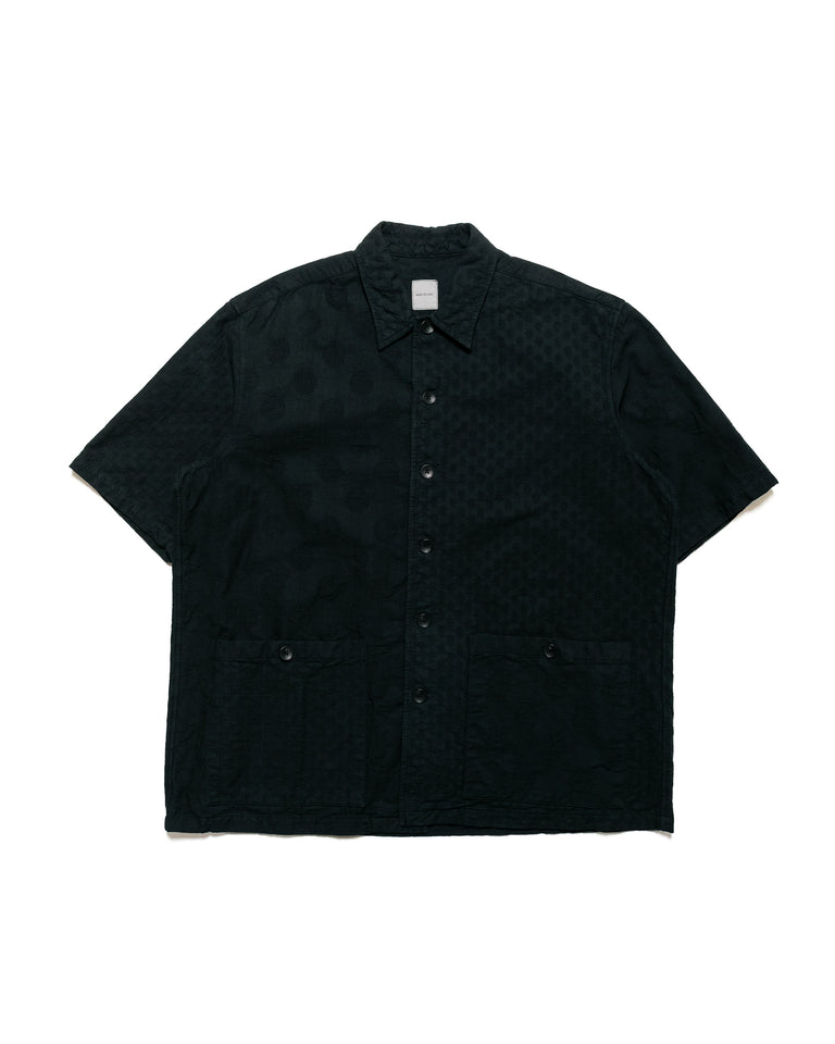 Sage de Cret Cotton Dot Jacquard Combination Short Sleeve Shirt Black