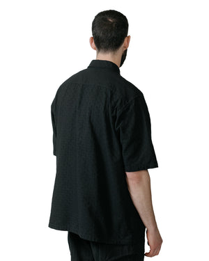 Sage de Cret Cotton Dot Jacquard Combination Short Sleeve Shirt Black model back