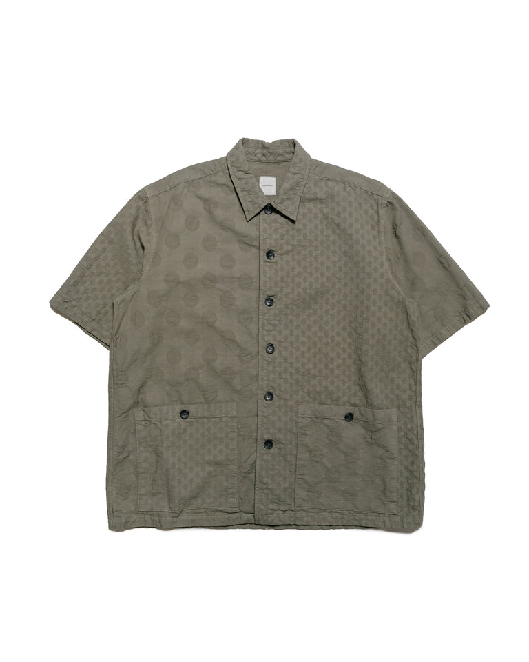 Sage de Cret Cotton Dot Jacquard Combination Short Sleeve Shirt Olive