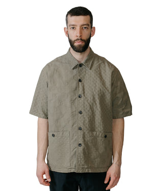 Sage de Cret Cotton Dot Jacquard Combination Short Sleeve Shirt Olive model front