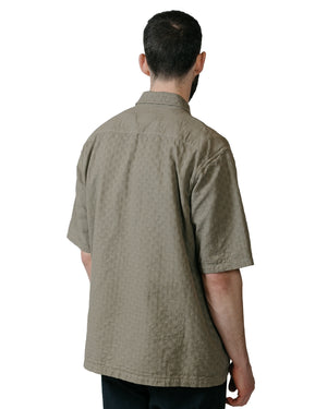 Sage de Cret Cotton Dot Jacquard Combination Short Sleeve Shirt Olive model back