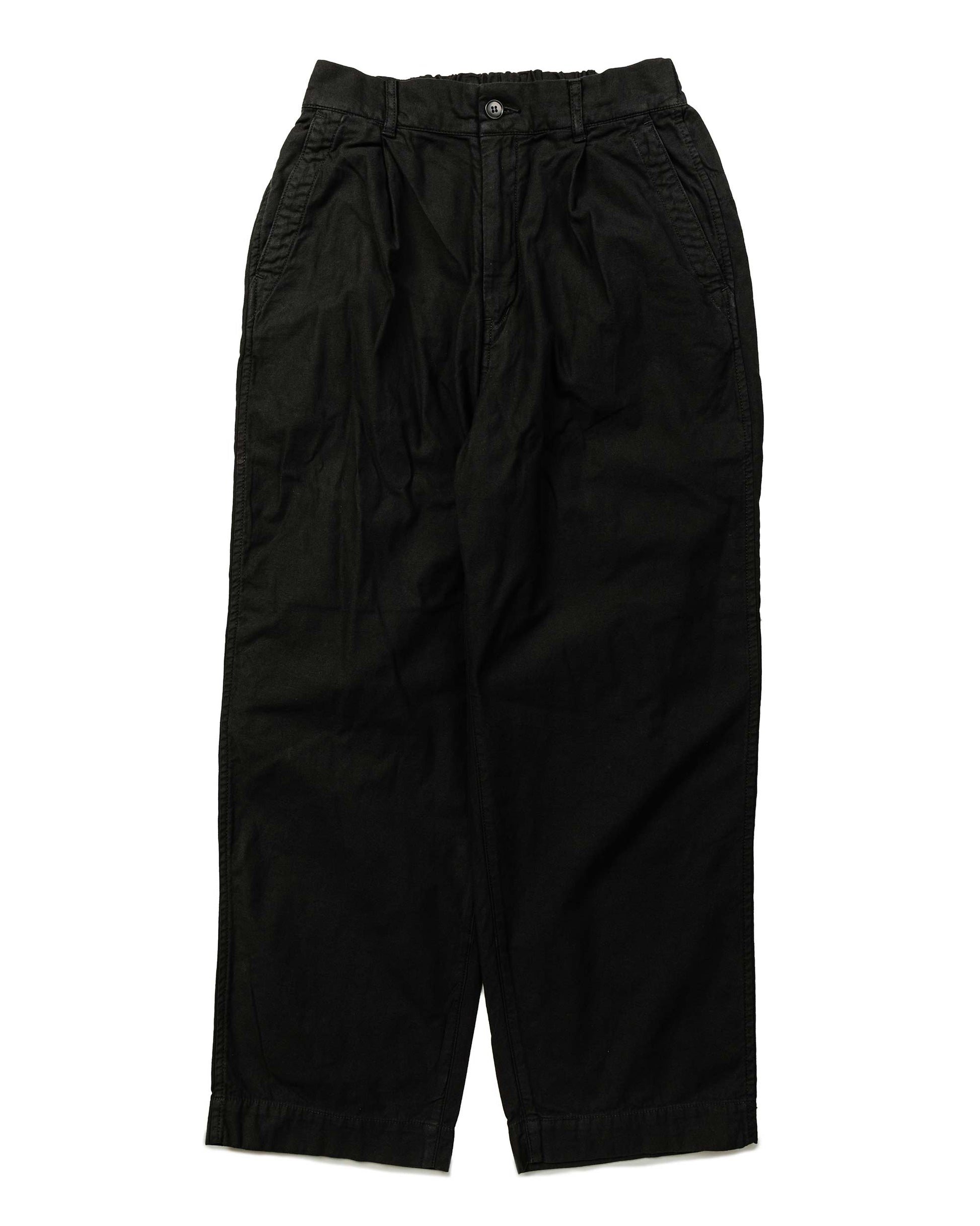 Sage de Cret Cotton/Linen Satin Back Crepe Pleated Wide Pants Black