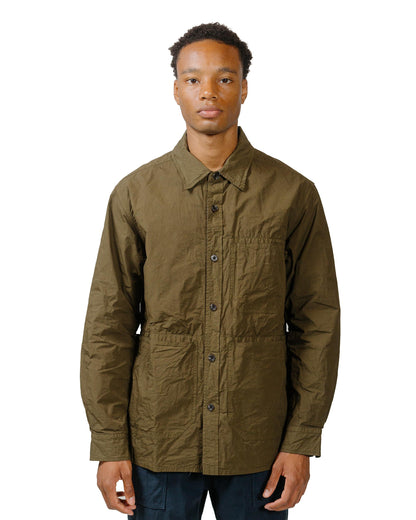 Sage de Cret Cotton Twill Typewriter Shirt Jacket Army Green model front