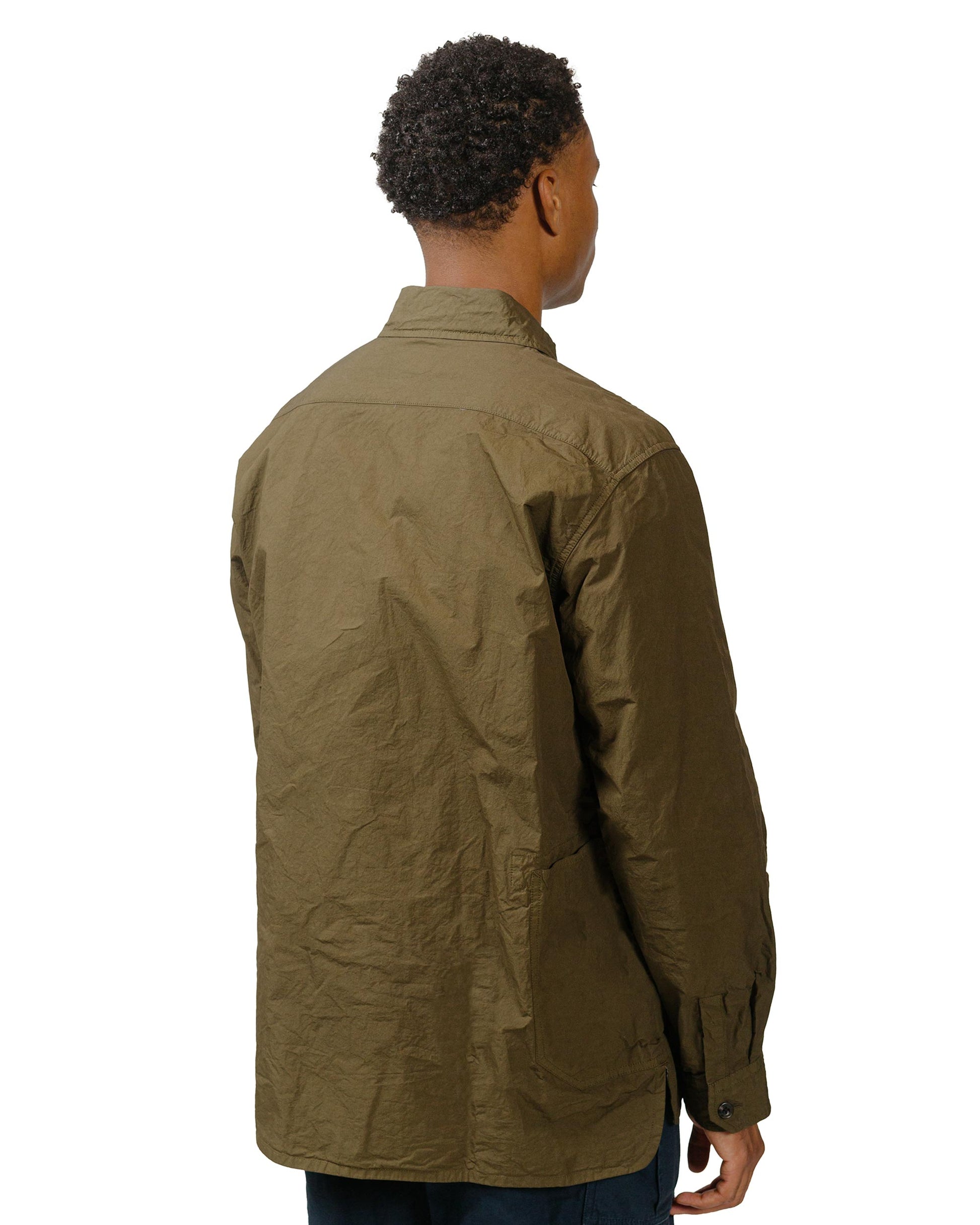 Sage de Cret Cotton Twill Typewriter Shirt Jacket Army Green model back