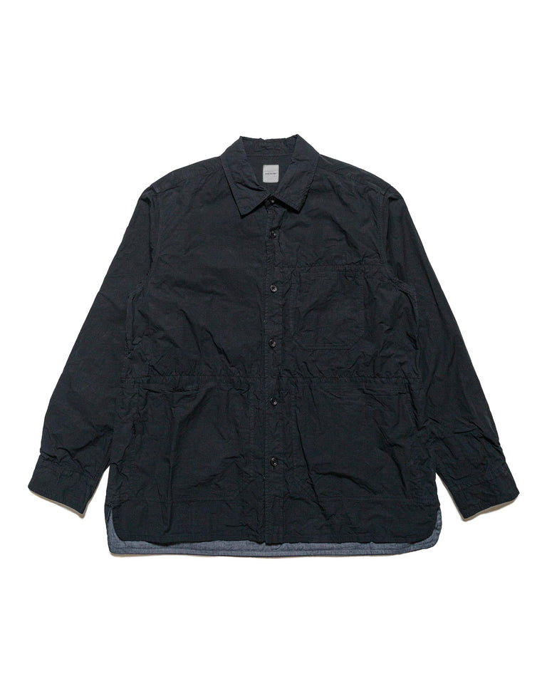 Sage de Cret Cotton/Linen Back Satin Shirt Jacket Navy