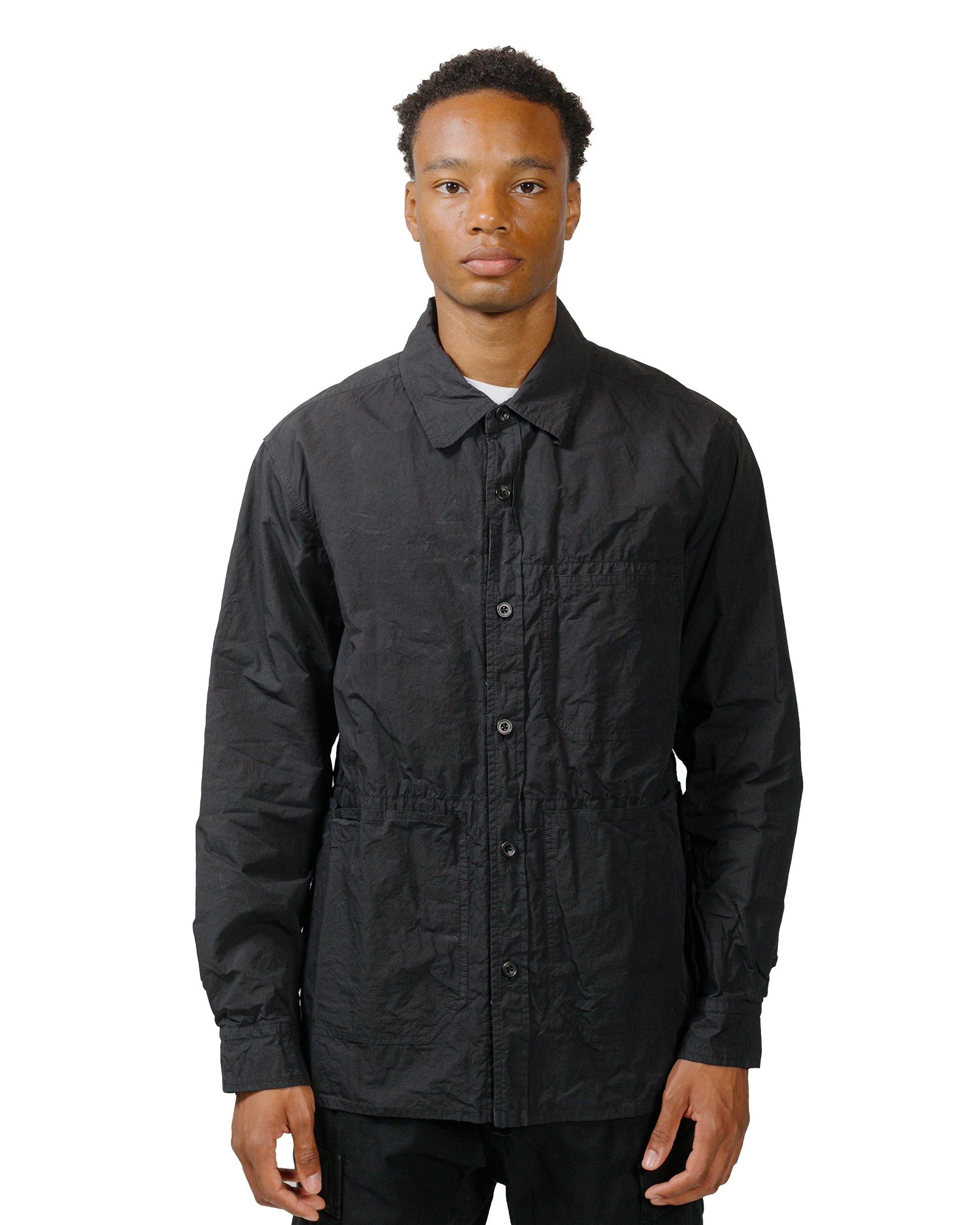 Sage de Cret Cotton Twill Typewriter Shirt Jacket Black model front