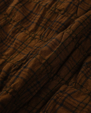 Sage de Cret Cotton/Wool Shrink Open Collar Check Shirt Brown Fabric