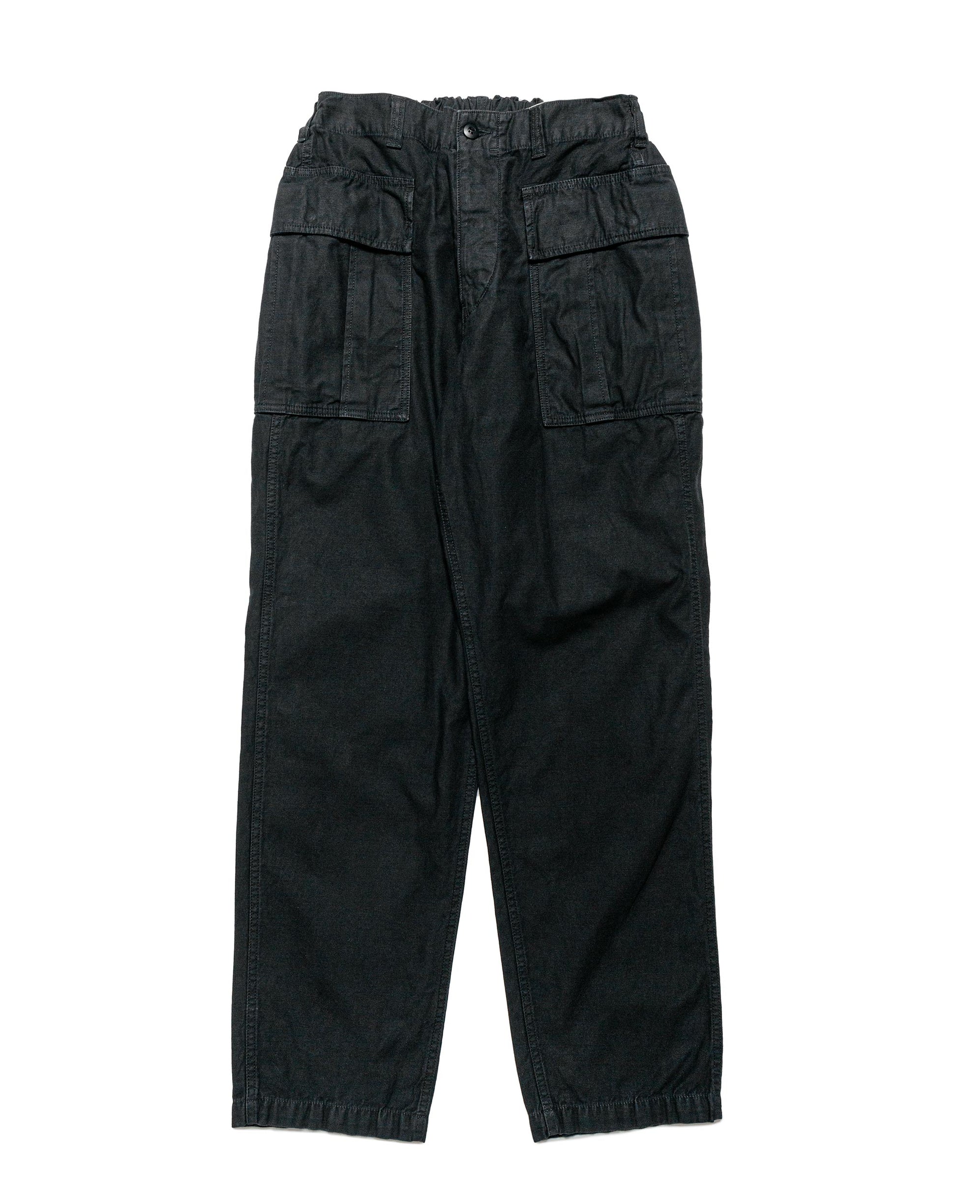 Sage de Cret Cotton/Linen Back Satin Pegtop Military Pants Black