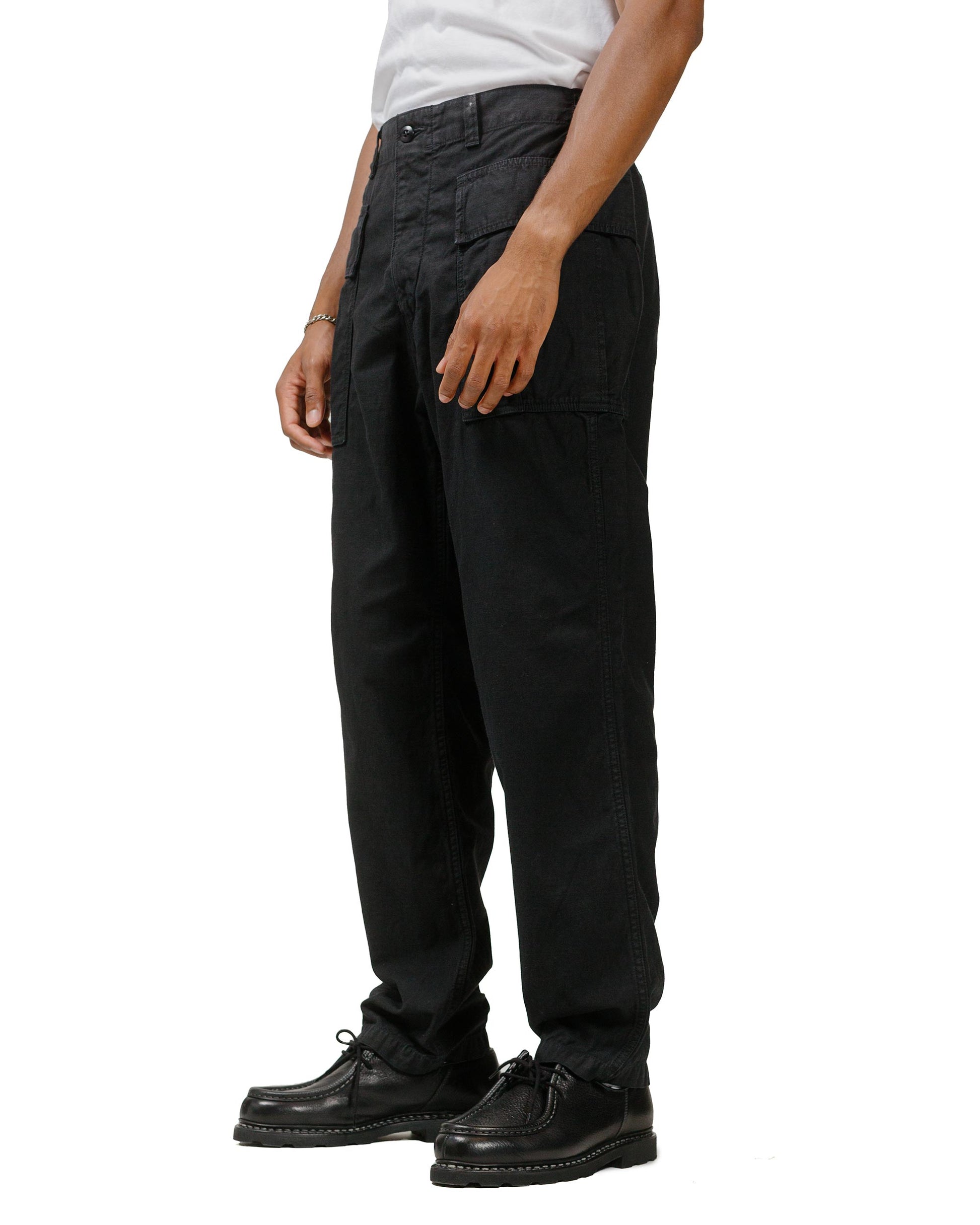 Sage de Cret Cotton/Linen Back Satin Pegtop Military Pants Black model front