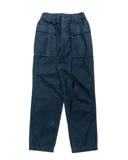 Sage de Cret Cotton/Linen Back Satin Pegtop Military Pants Navy