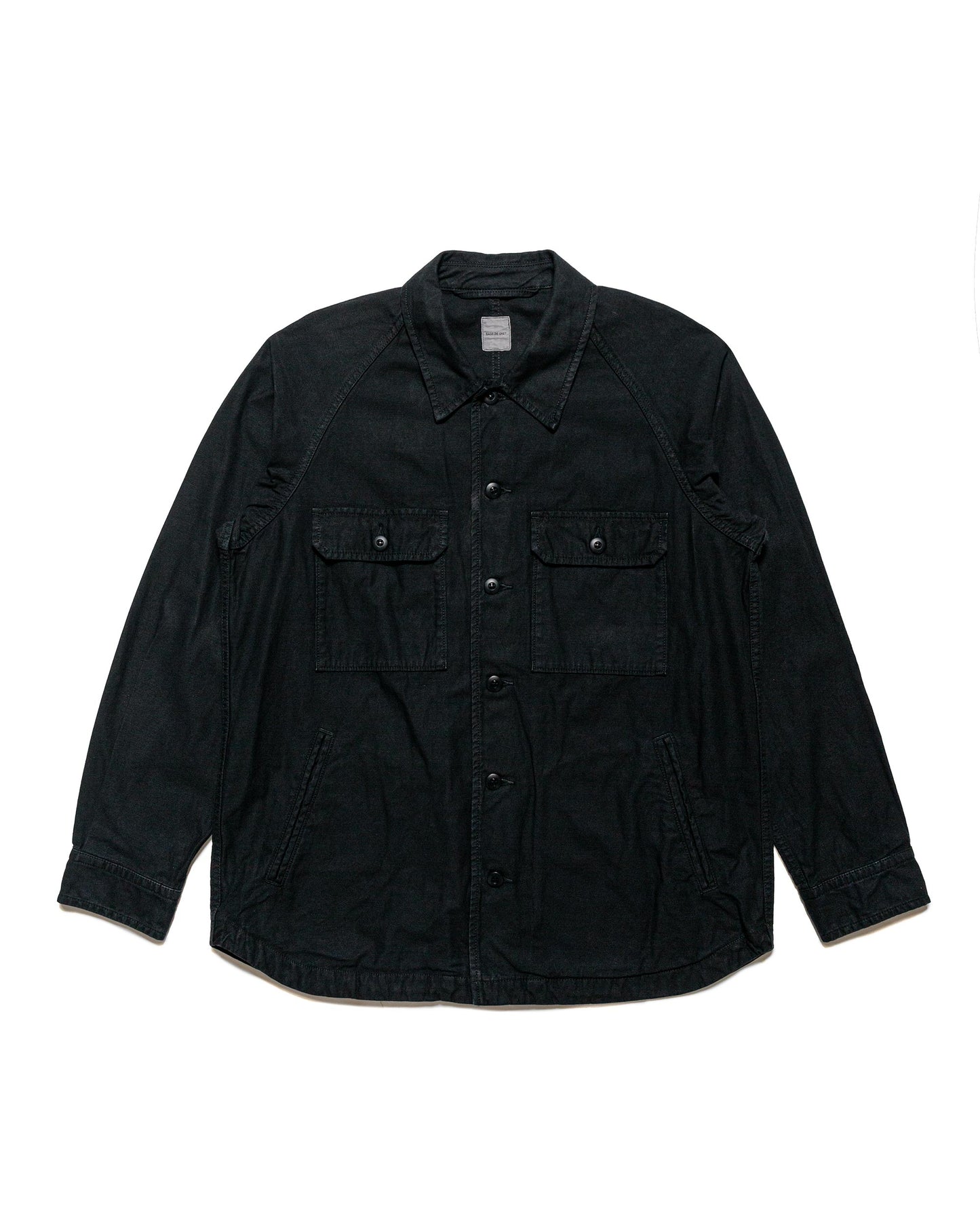 Sage de Cret Cotton/Linen Back Satin Shirt Jacket Black