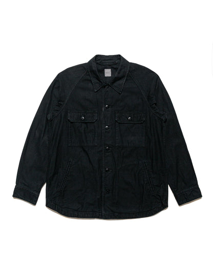 Sage de Cret Cotton/Linen Back Satin Shirt Jacket Black