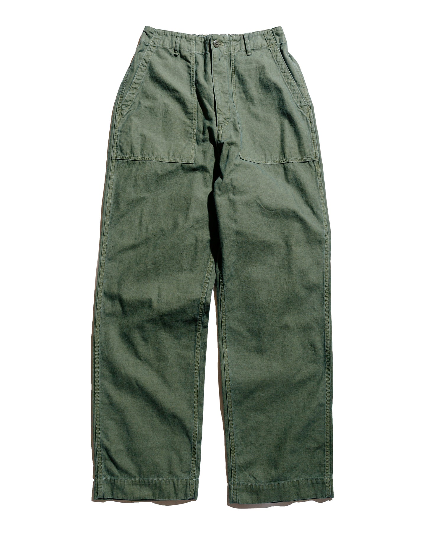 Sage de Cret Cotton/Linen Back Satin Wide Baker Pants Olive