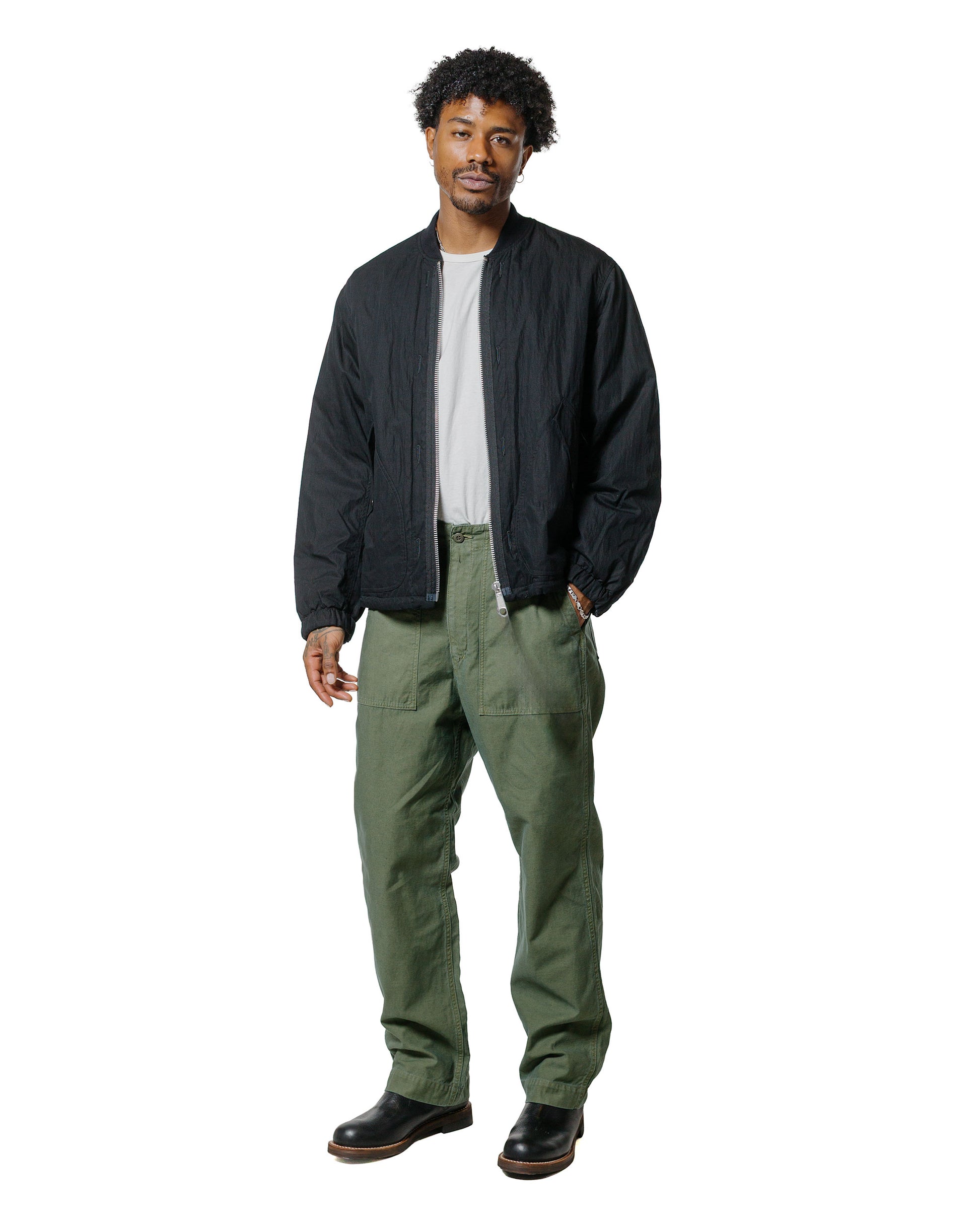 Sage de Cret Cotton/Linen Back Satin Wide Baker Pants Olive
