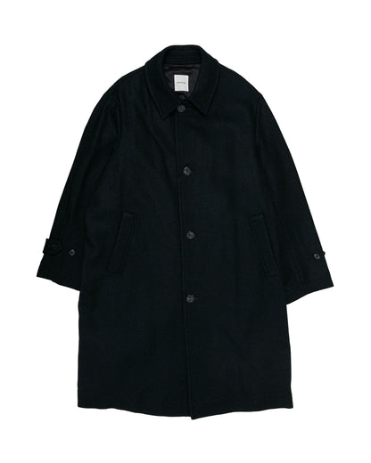 Sage de Cret Harris Tweed Balmacaan Overcoat Black