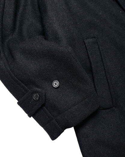Sage de Cret Harris Tweed Balmacaan Overcoat Black