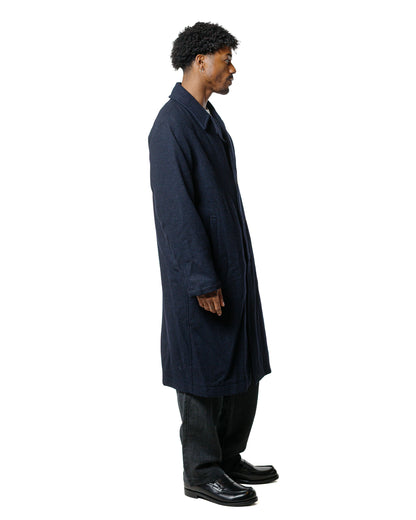 Sage de Cret Harris Tweed Ulster Collar Long Coat Navy