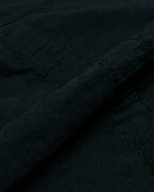 Sage de Cret High Density Cotton Hemp Collarless Fatigue Jacket Black fabric